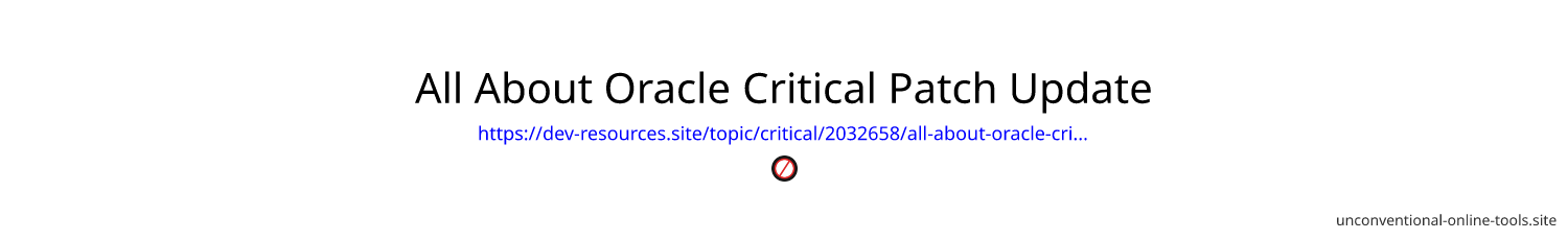 All About Oracle Critical Patch Update