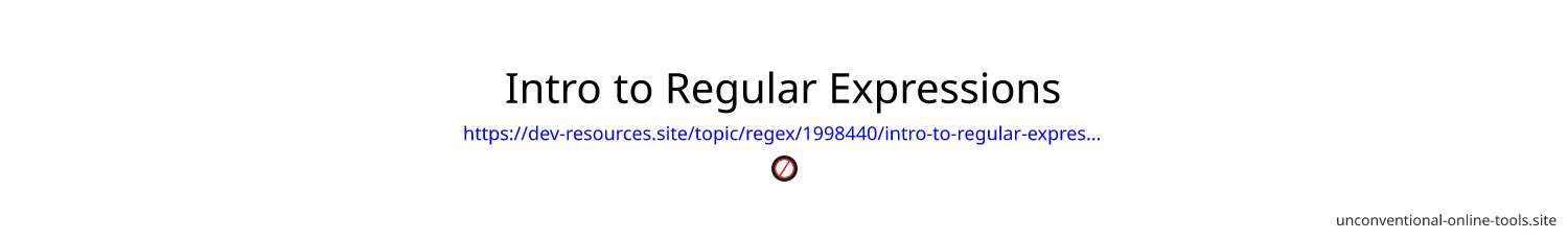 Intro to Regular Expressions