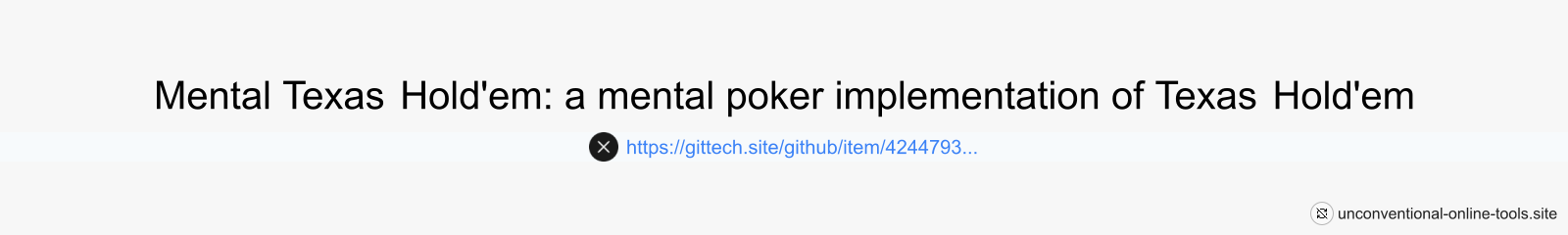 Mental Texas Hold'em: a mental poker implementation of Texas Hold'em