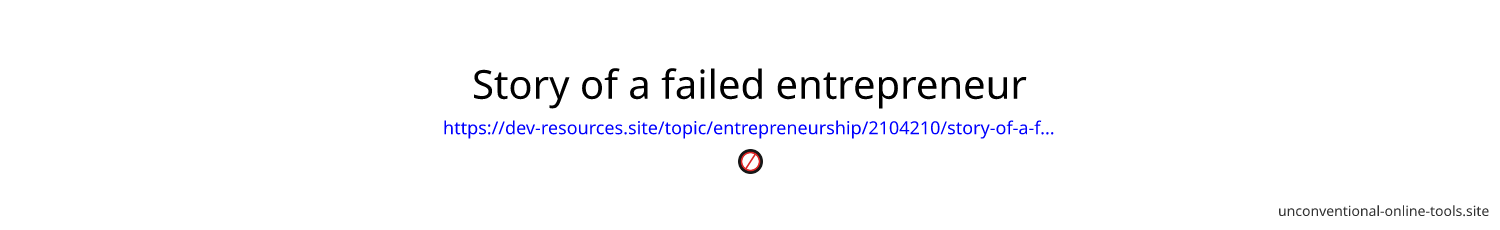 Story of a failed entrepreneur