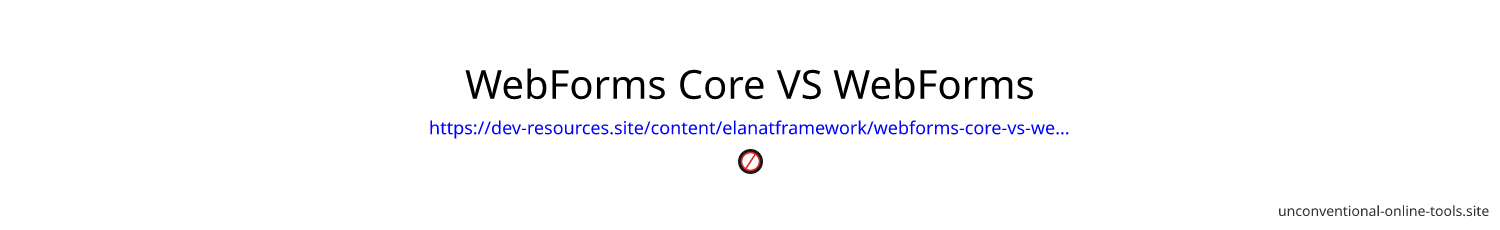 WebForms Core VS WebForms