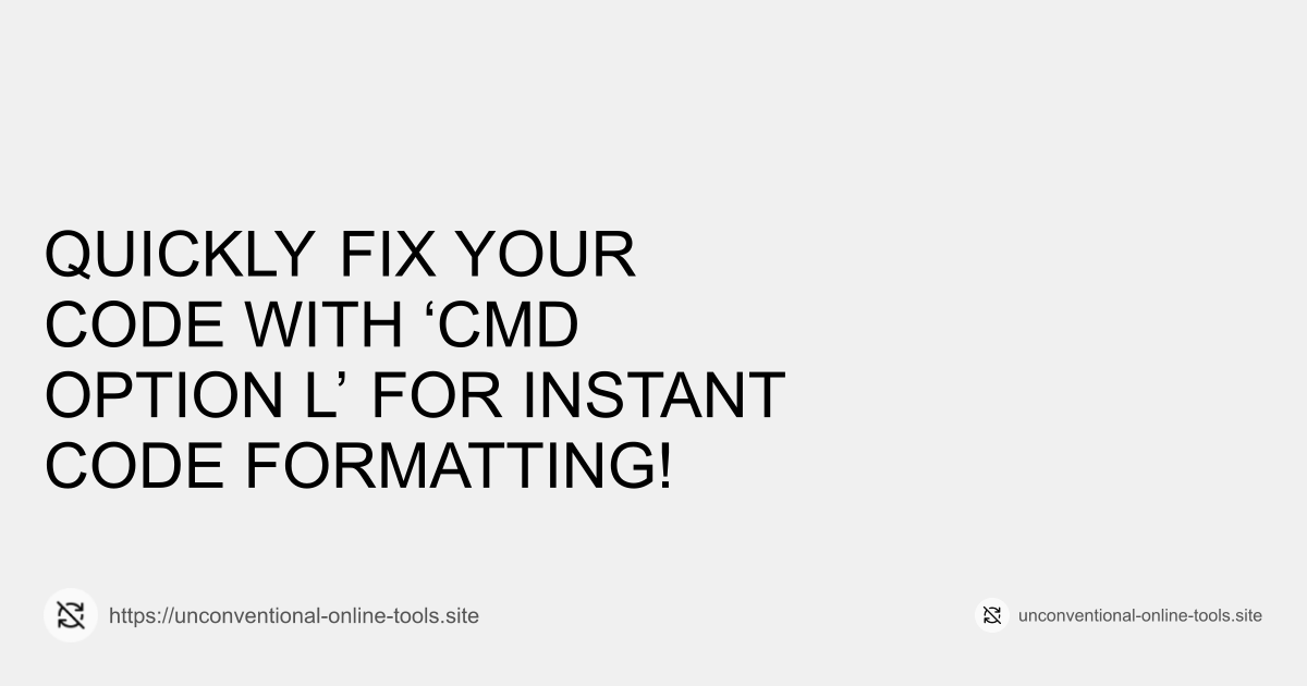 Quickly Fix Your Code with ‘Cmd + Option + L’ for Instant Code Formatting!